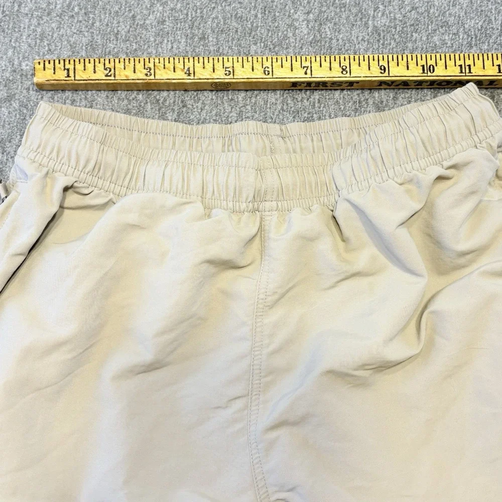 Vintage Nike Shorts Men XS Beige Flat Front Drawstring Nylon Sports Performance
